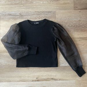 ZARA Black Organza Sleeve Top